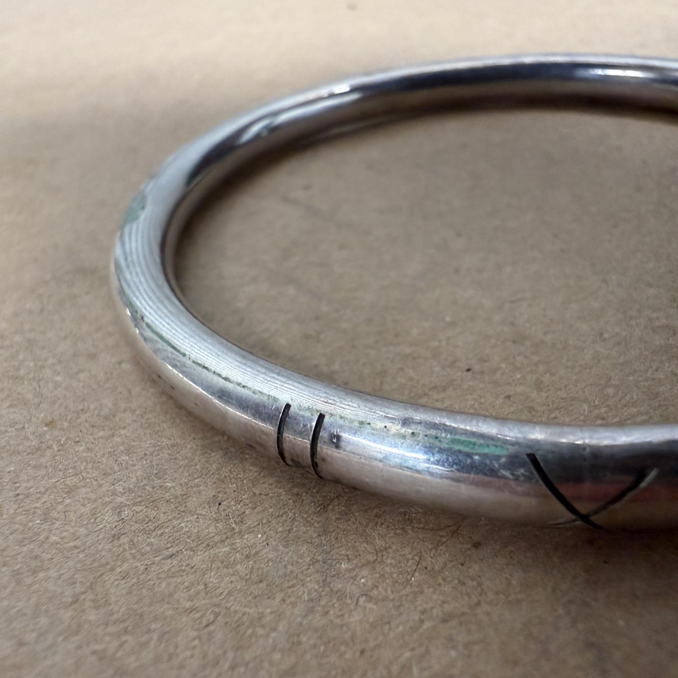 Mexican Modernist Bracelet Silver Bangle Taxco Mexico For Sale