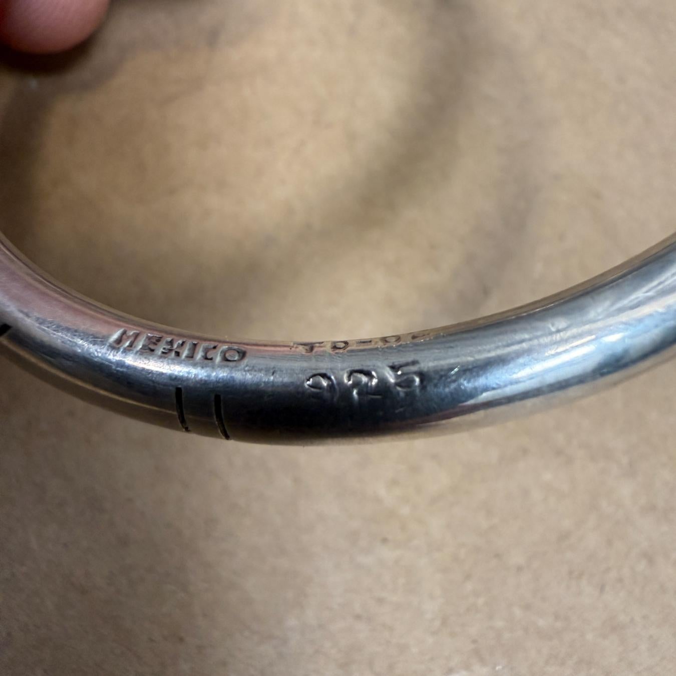 Modernist Bracelet Silver Bangle Taxco Mexico For Sale 1