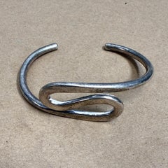 Modernist Bracelet Sterling Silver Cuff Abstract Swirl Taxco Mexico