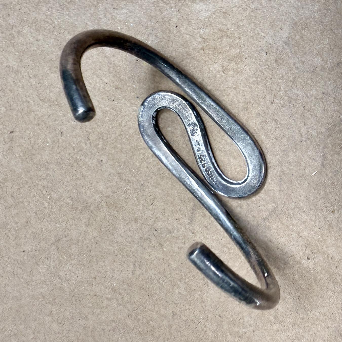 Modernist Armband Sterling Silber Manschette Abstrakt Wirbel Taxco Mexiko im Zustand „Gut“ im Angebot in Chula Vista, CA