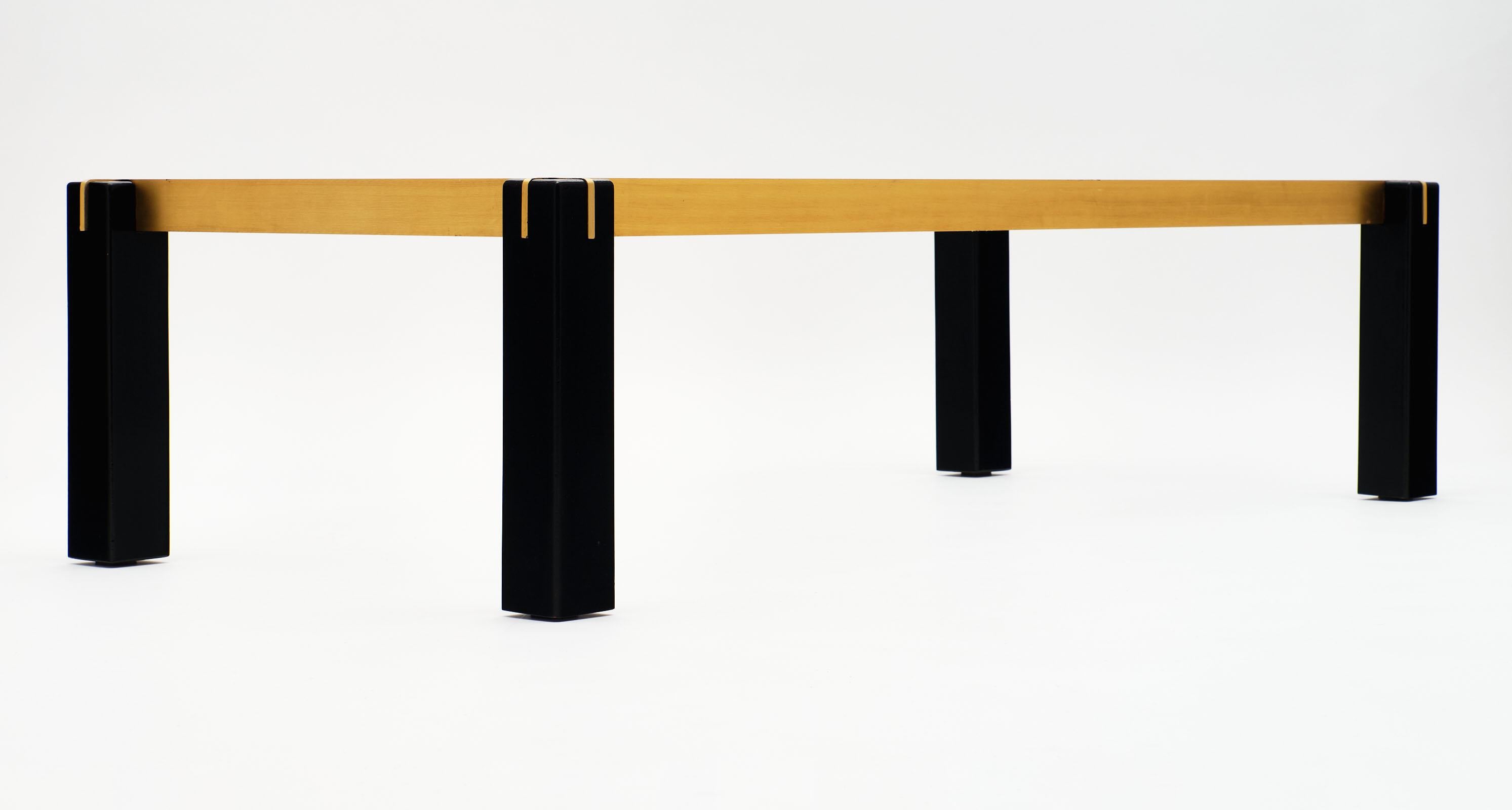 Modernist Brass and Black Coffee Table 1