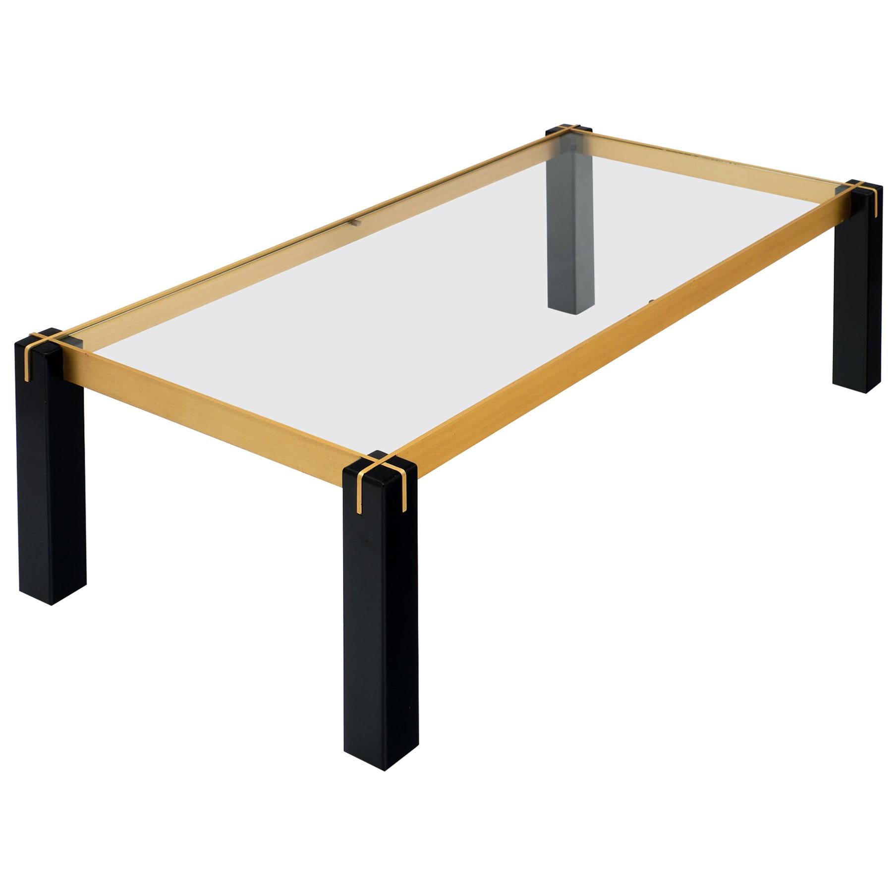 Modernist Brass and Black Coffee Table
