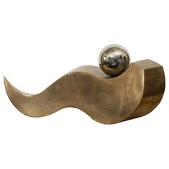 Modernist Brass and Chrome Abstract Sculpture by Glen Mayo