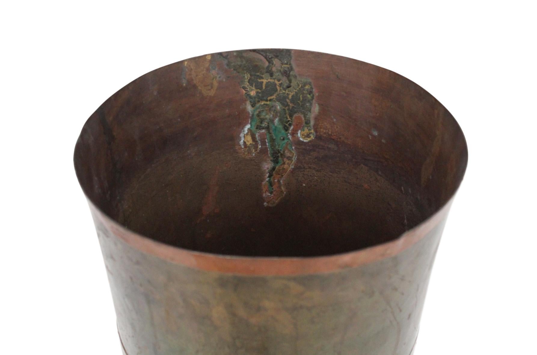 Modernist Brass and Copper Wastebasket 7