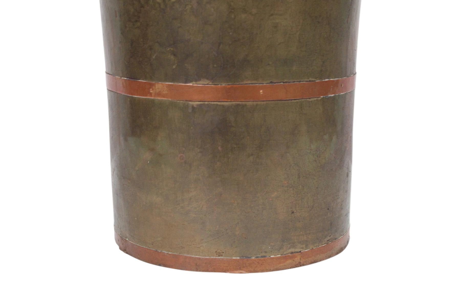 Modernist Brass and Copper Wastebasket 4