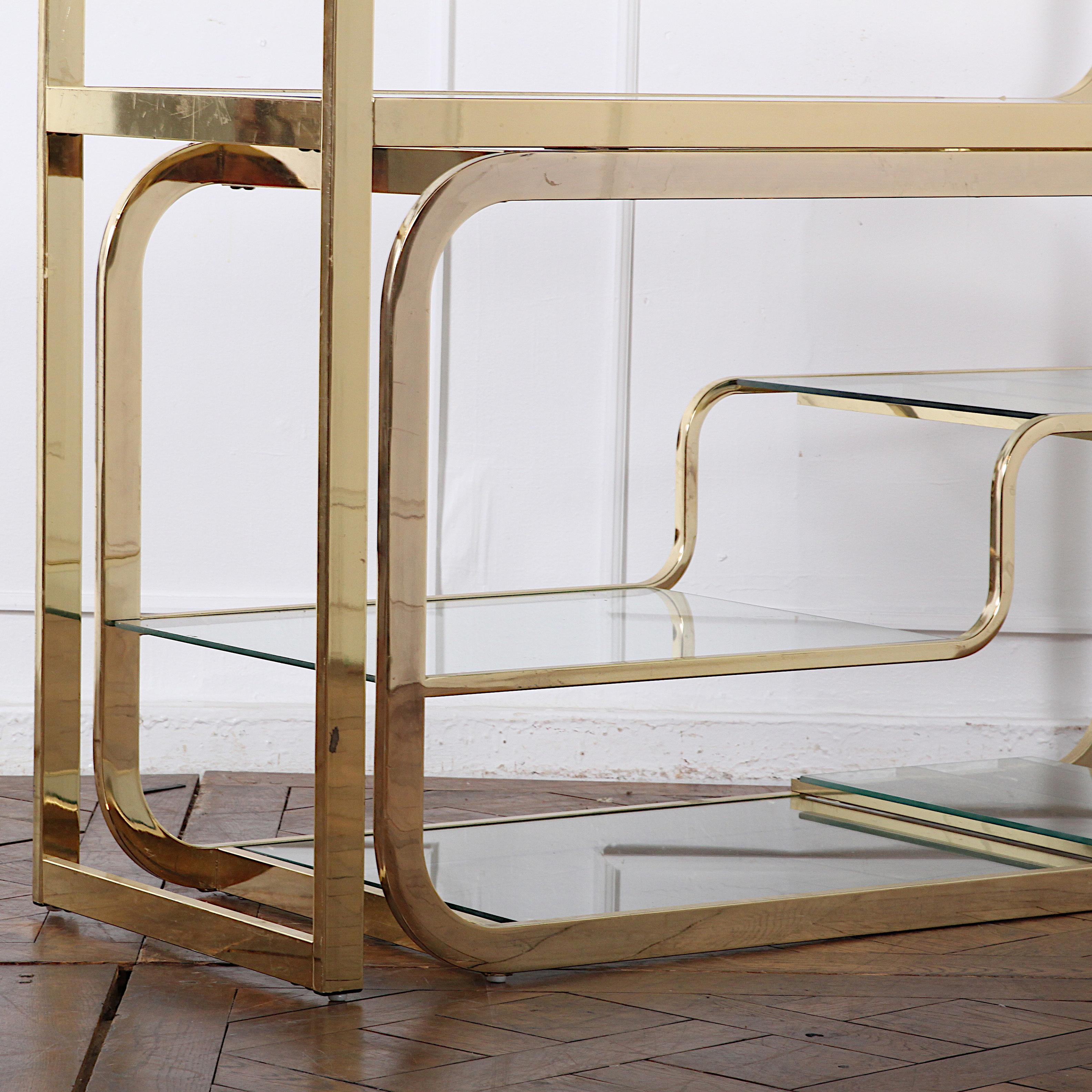 Modernist Brass and Glass Adjustable Etagere Stand Milo Baughman 5