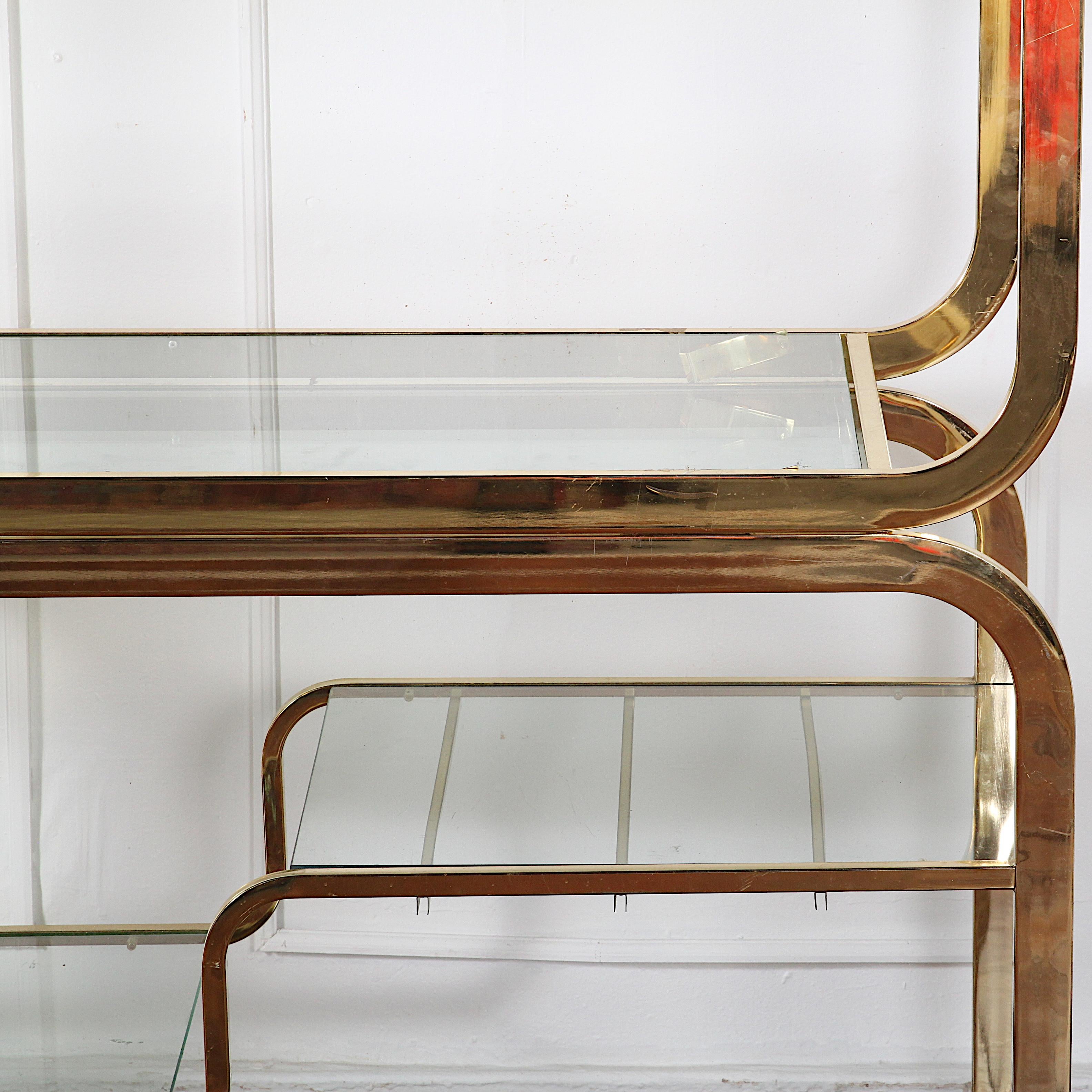 Modernist Brass and Glass Adjustable Etagere Stand Milo Baughman 2