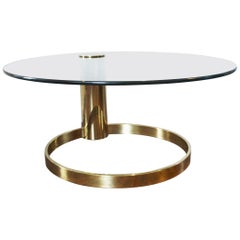 Table basse moderniste en laiton et verre de John Mascheroni