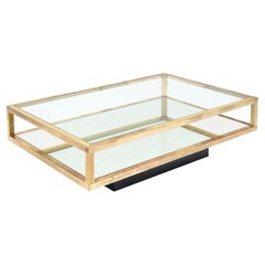 Modernist Brass and Glass Coffee Table