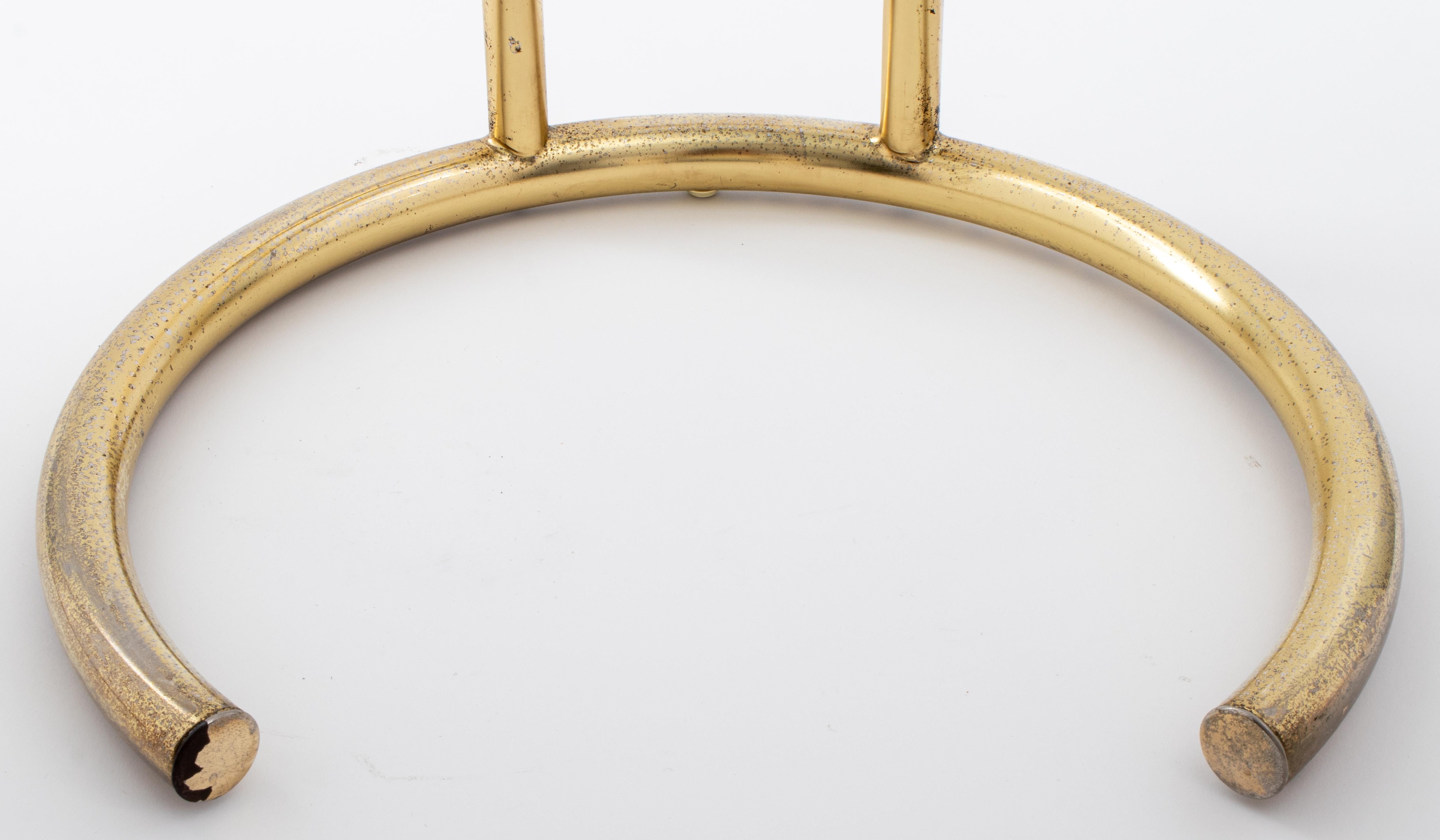 Modernist Brass and Glass Round Tubular Side Table 4