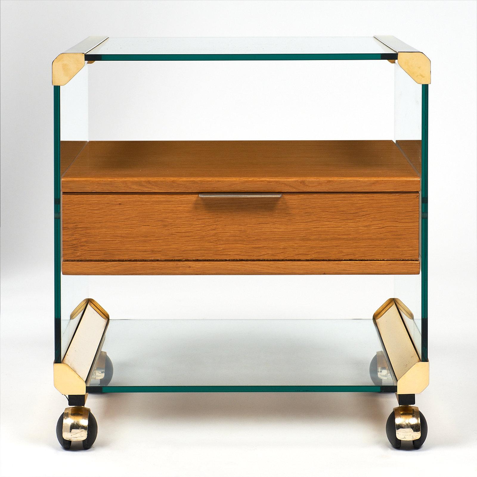 French Modernist Brass and Glass Side Table