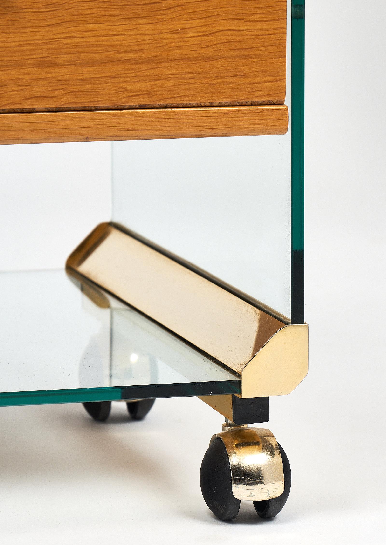 Modernist Brass and Glass Side Table 4