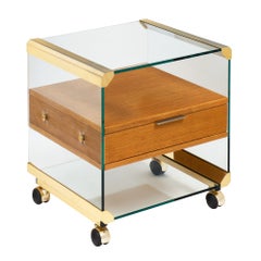 Modernist Brass and Glass Side Table