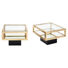 Modernist Brass and Glass Side Tables