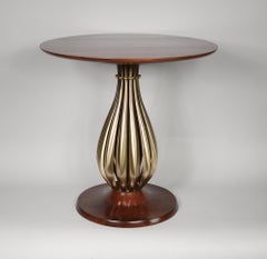 Modernist Brass and Walnut Side Table by Rembrandt Lamp Company