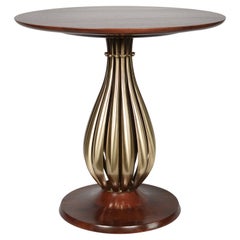 Modernist Brass and Walnut Side Table by Rembrandt Lamp Company