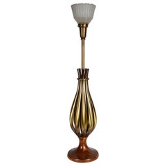 Modernist Brass and Walnut Table Lamp by Rembrandt