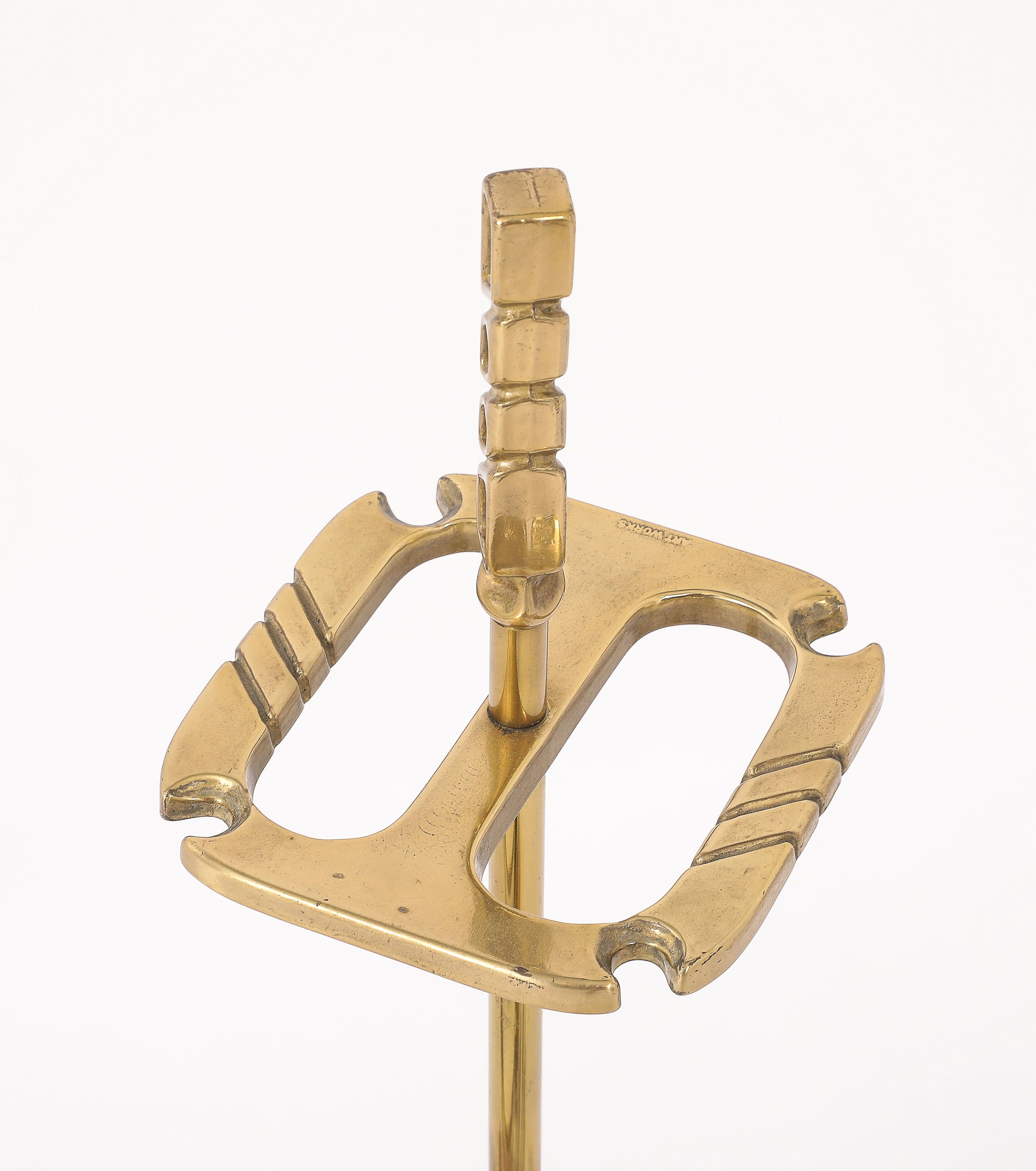 Modernist Brass Andirons, Screen & Toolset, Italy 1960's For Sale 6