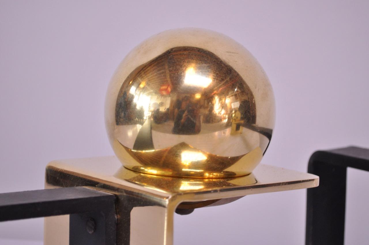 Iron Modernist Brass 'Ball' Andirons