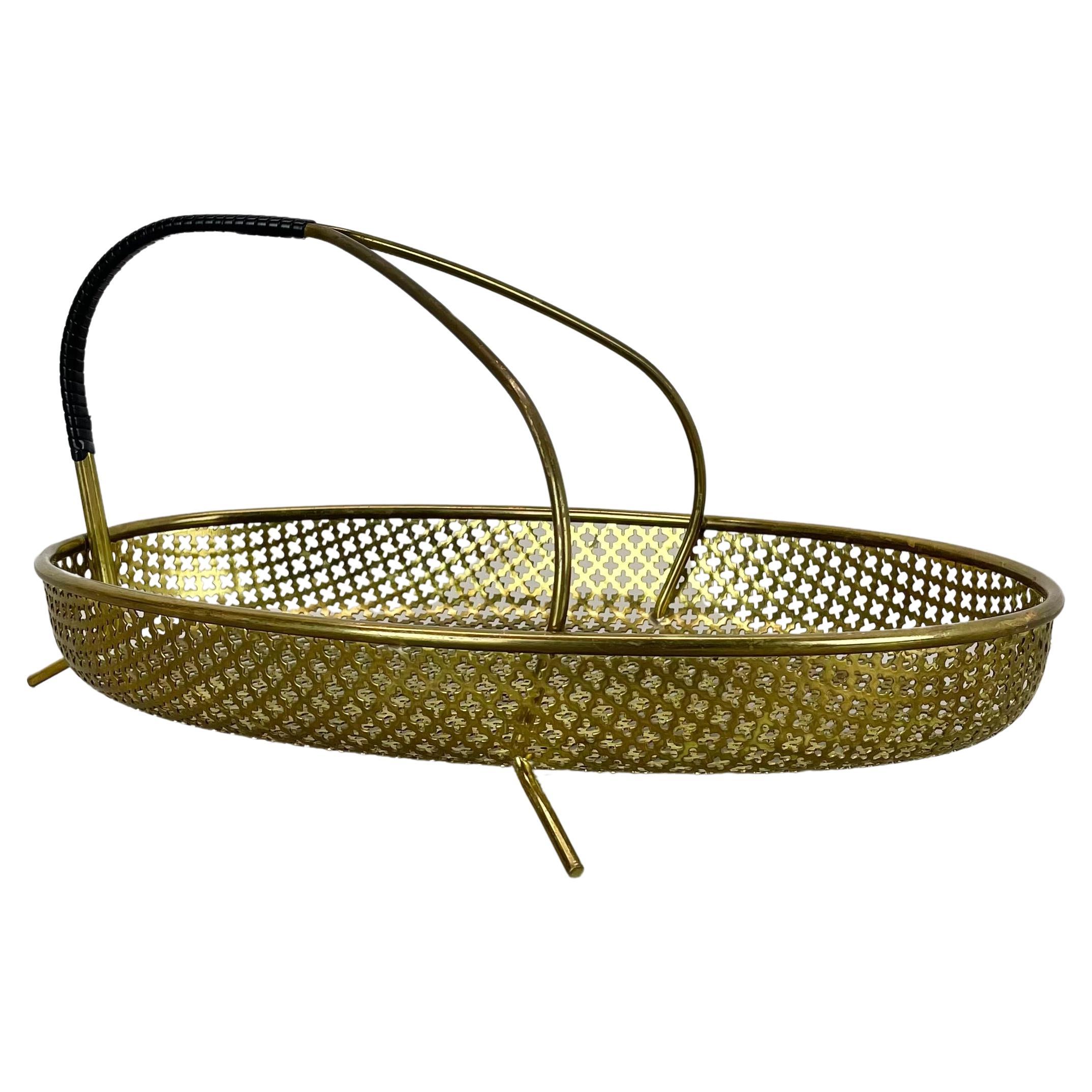 Modernist Brass bowl "HOLE Pattern" in Style of Mathieu Matégot, France 1950s
