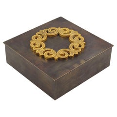 Used Modernist Brass Box with Gilt Decor, France 1940s