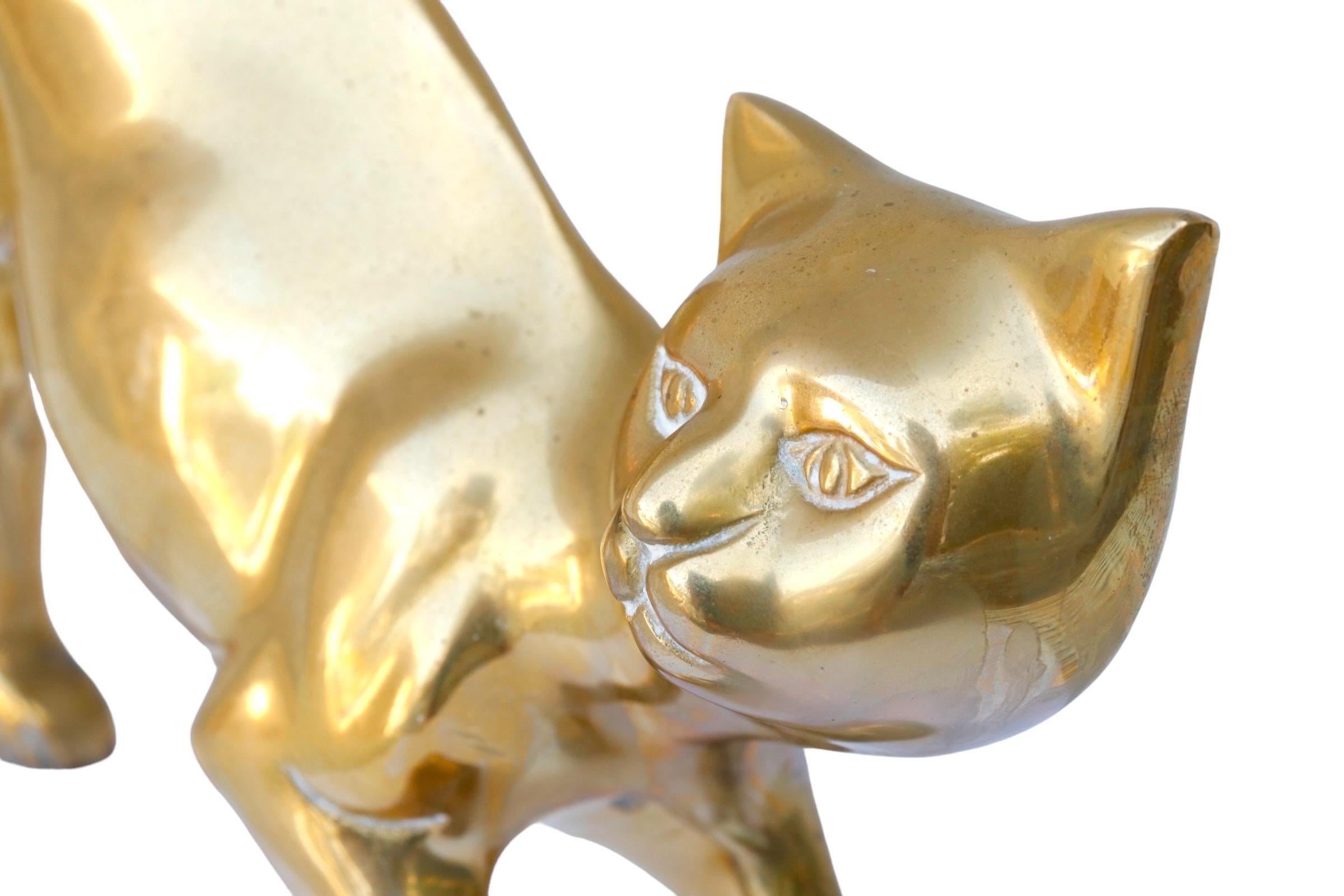 Modernist Brass Cat For Sale 1