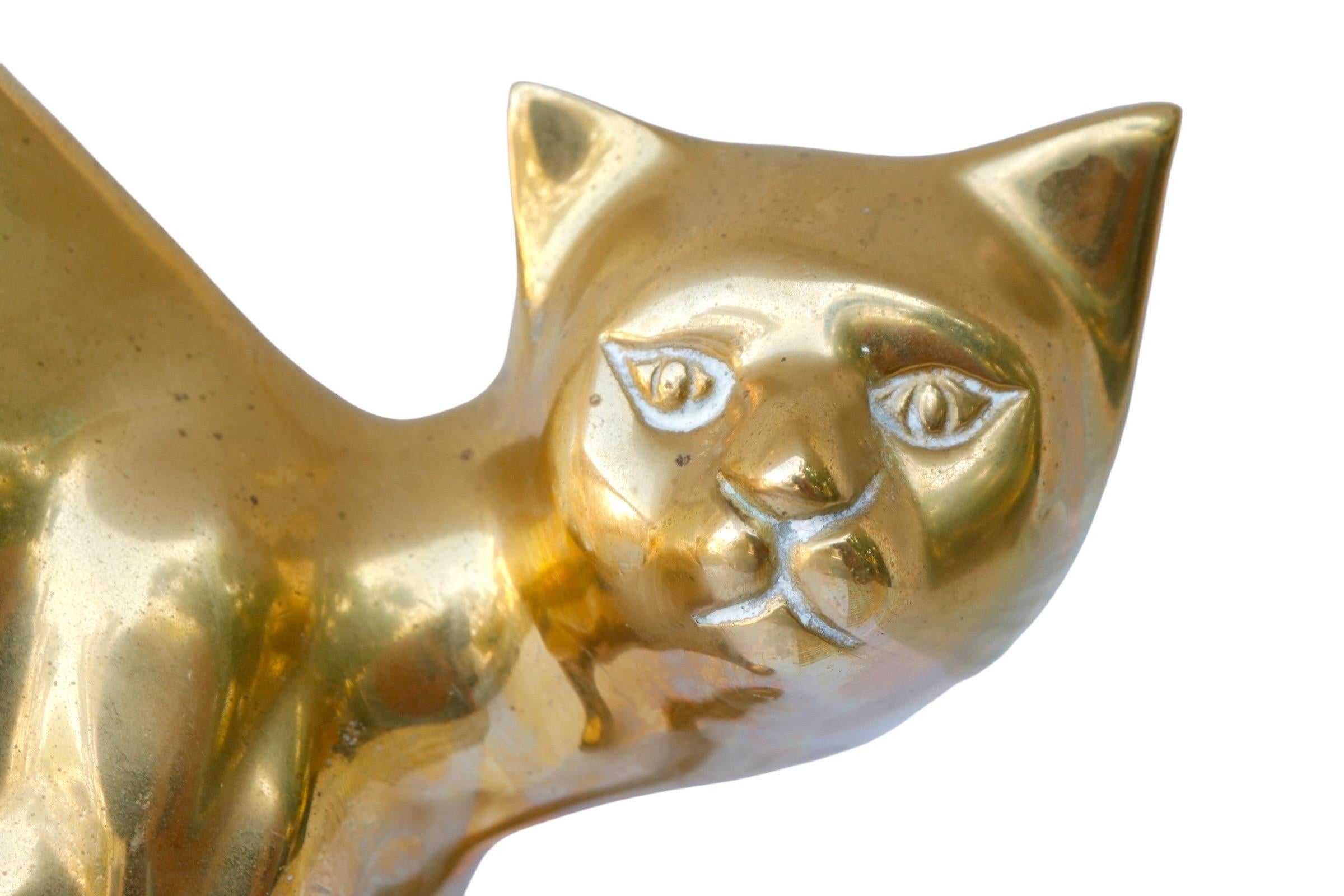 Modernist Brass Cat For Sale 2