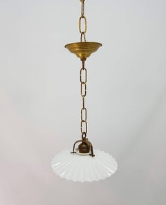 Modernist Brass Chandelier Opal Tulip