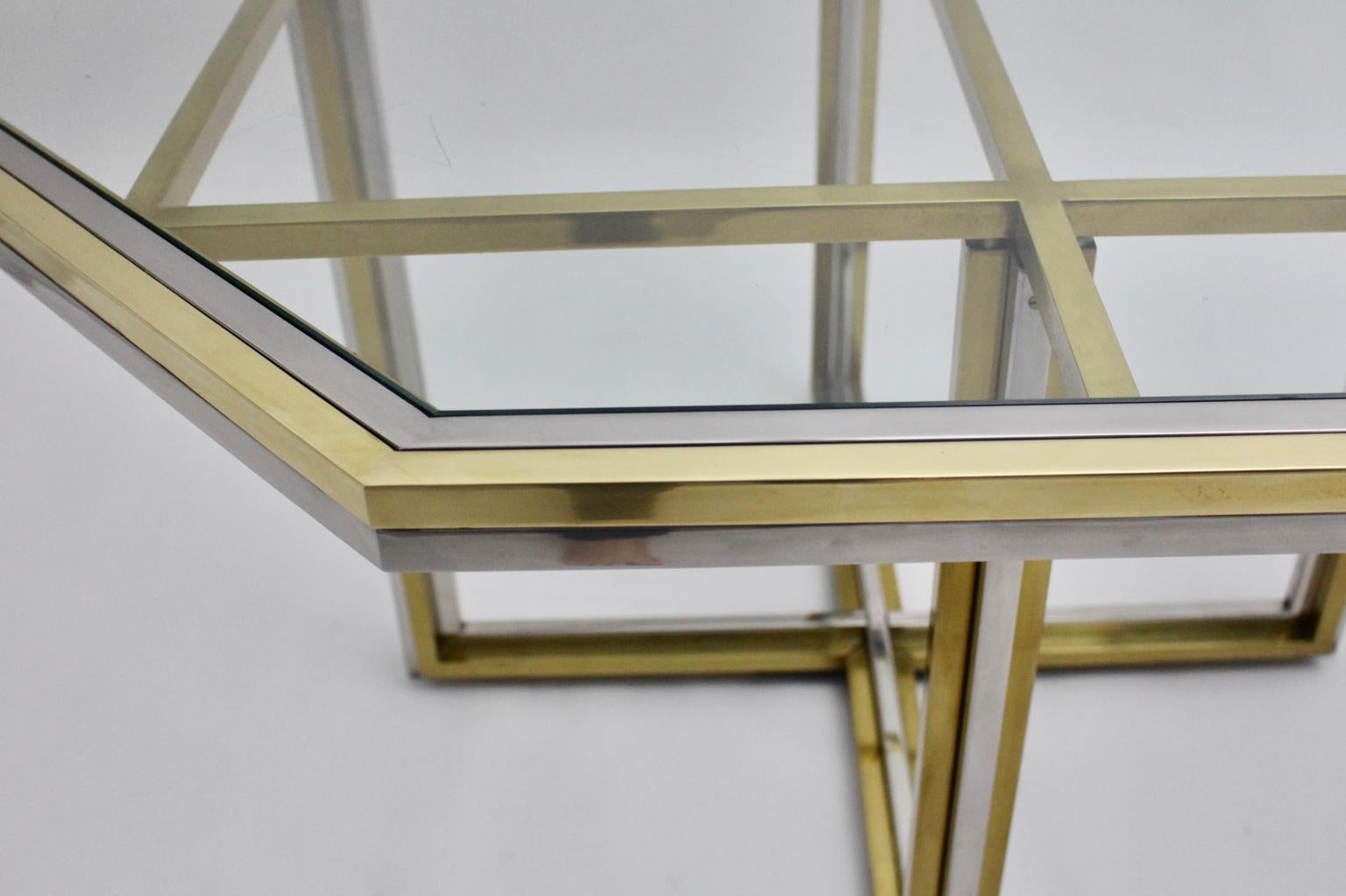 Romeo Rega Style Italian Glass and Brass Chromed Vintage Dining Table, 1970s For Sale 6