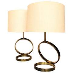 Modernist Brass Circle Sculpture Lamps