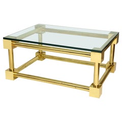 Modernist Brass Coffee Table with Glass Top
