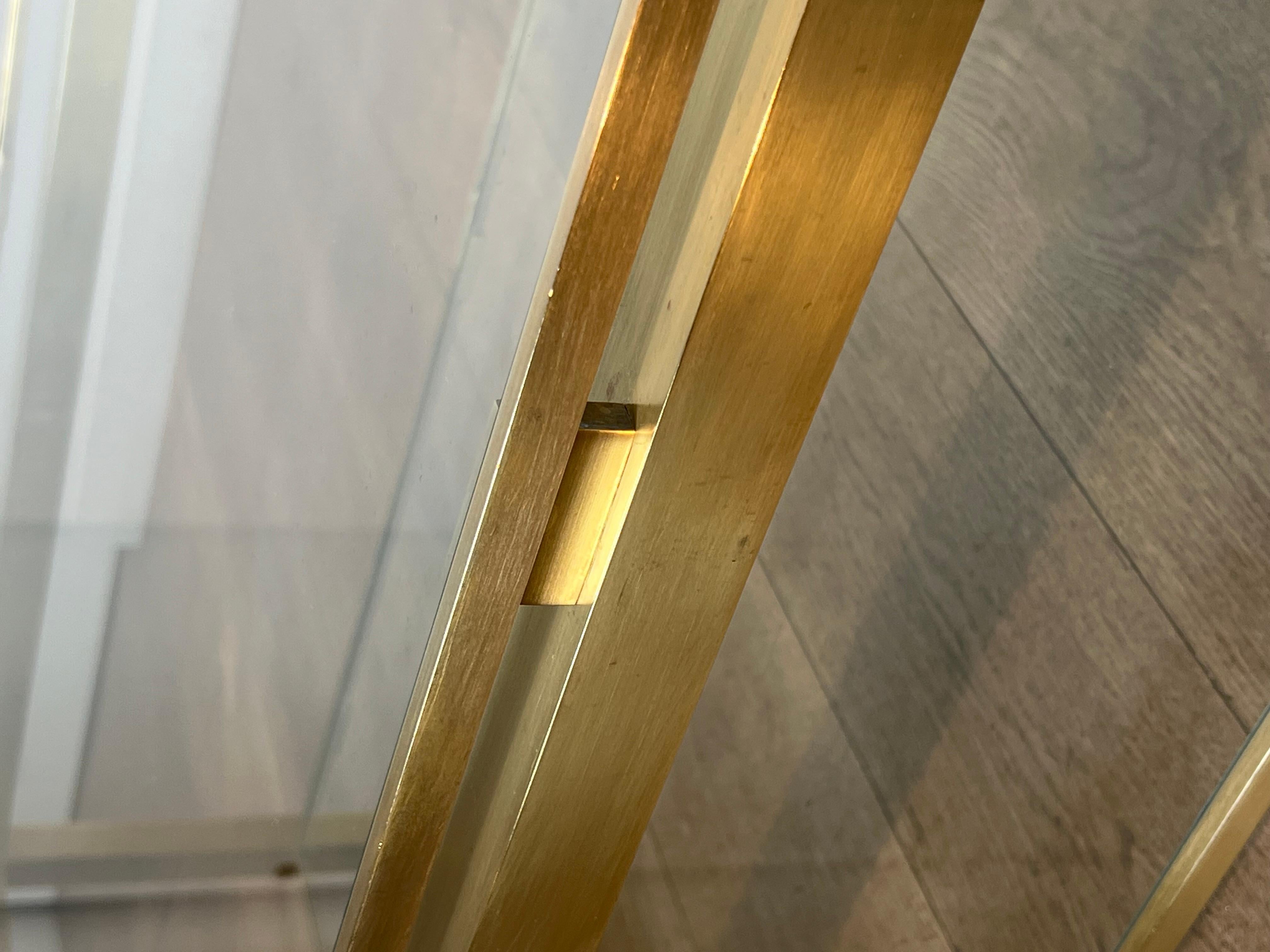 Modernist Brass Coffee Table with Smoked Glass Shelves by Guy Lefèvre for Jansen For Sale 10