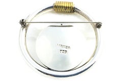 Modernist Brass Coil Sterling Silver Circle Brooch