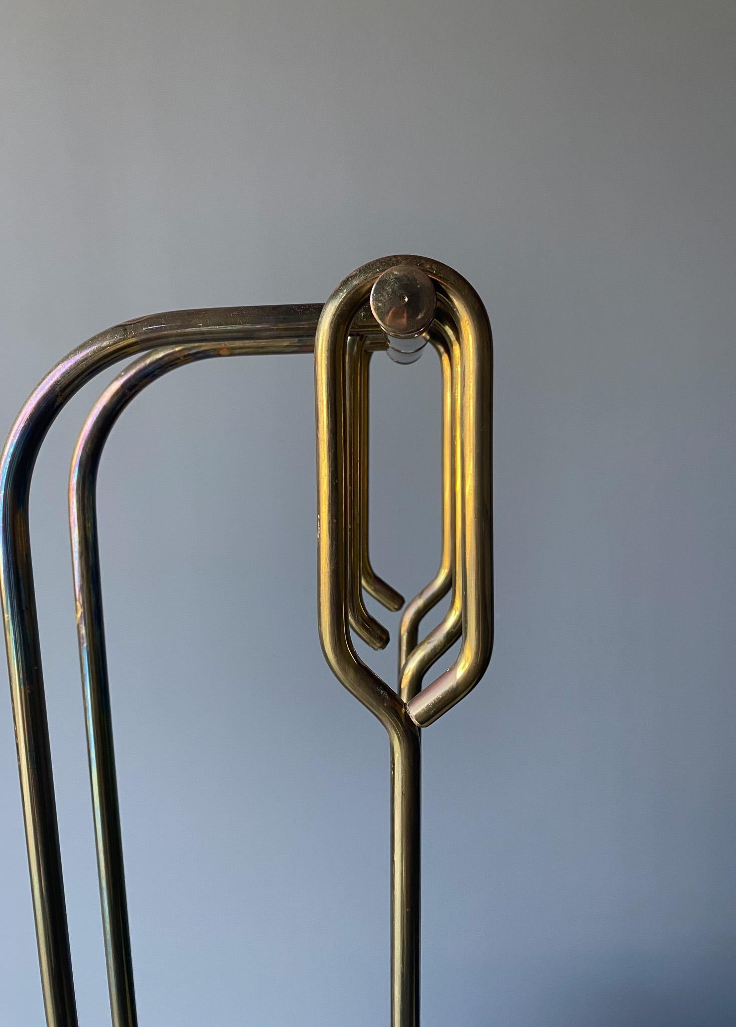 American Modernist Brass Fire Tools, United States, 1960's  For Sale