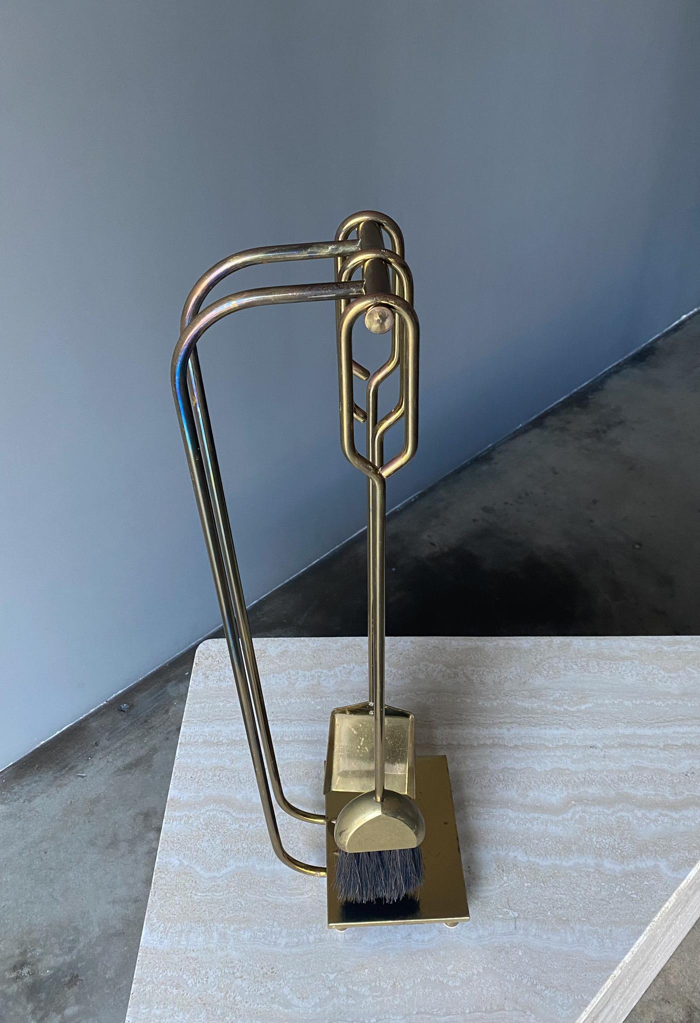 Modernist Brass Fire Tools, United States, 1960's  For Sale 3