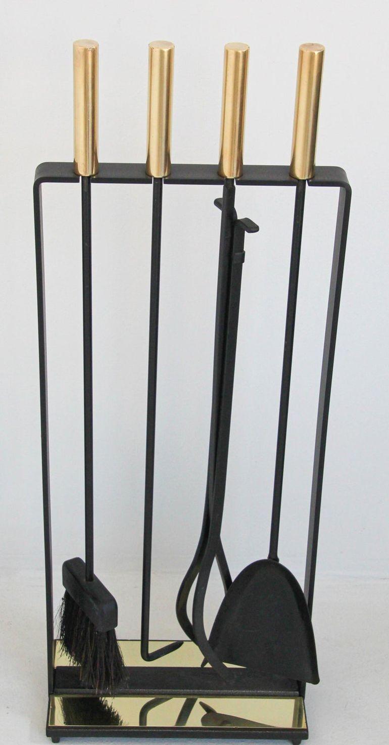 Outils à feu modernistes en laiton et noir par Pilgrim 1960's en vente 6