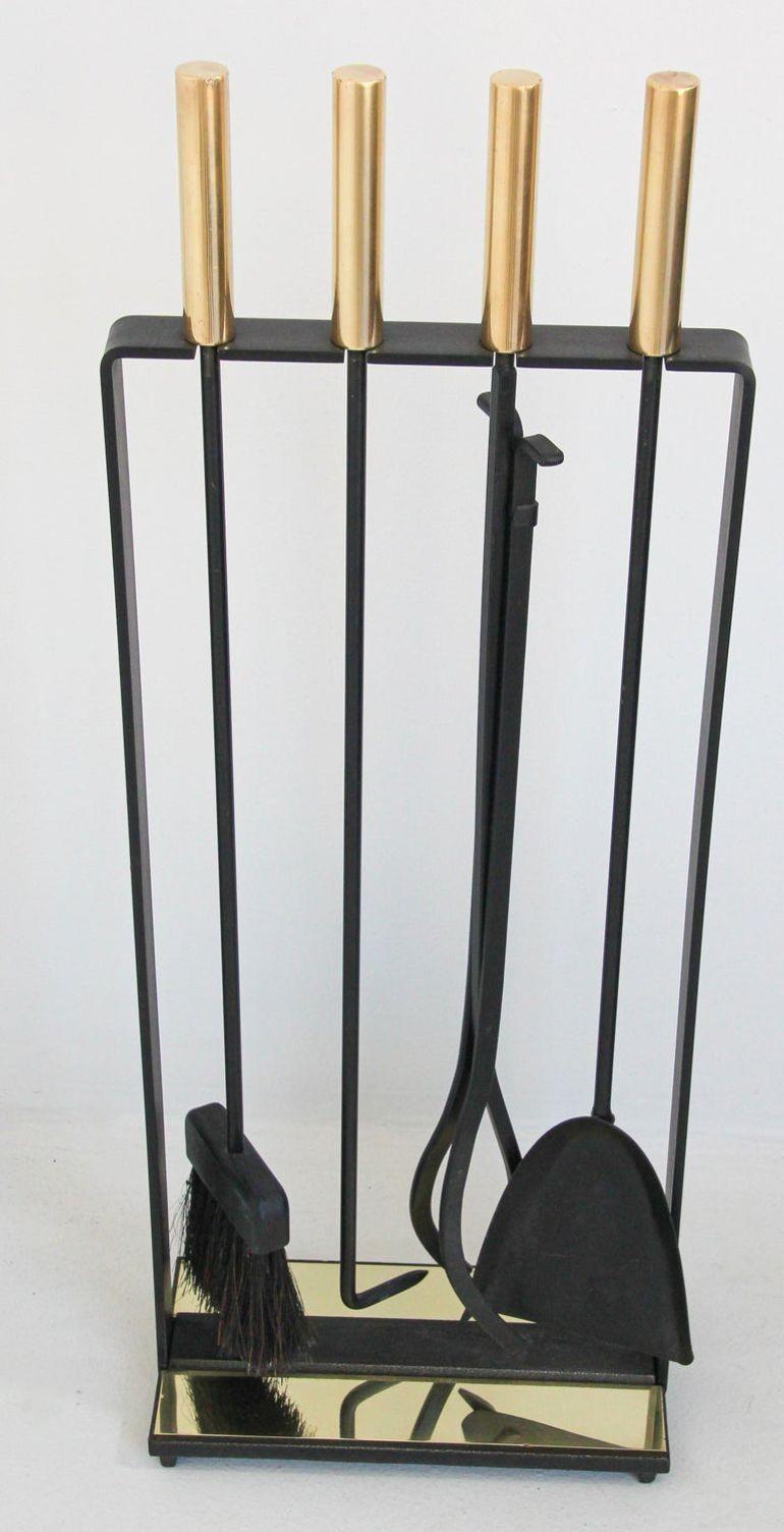 Outils à feu modernistes en laiton et noir par Pilgrim 1960's en vente 7