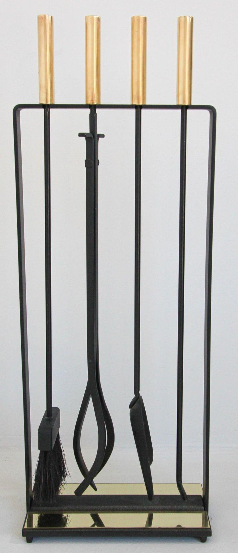 Outils à feu modernistes en laiton et noir par Pilgrim 1960's en vente 8