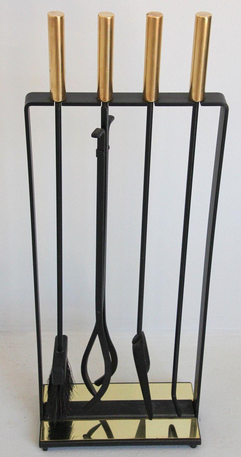 Outils à feu modernistes en laiton et noir par Pilgrim 1960's en vente 9