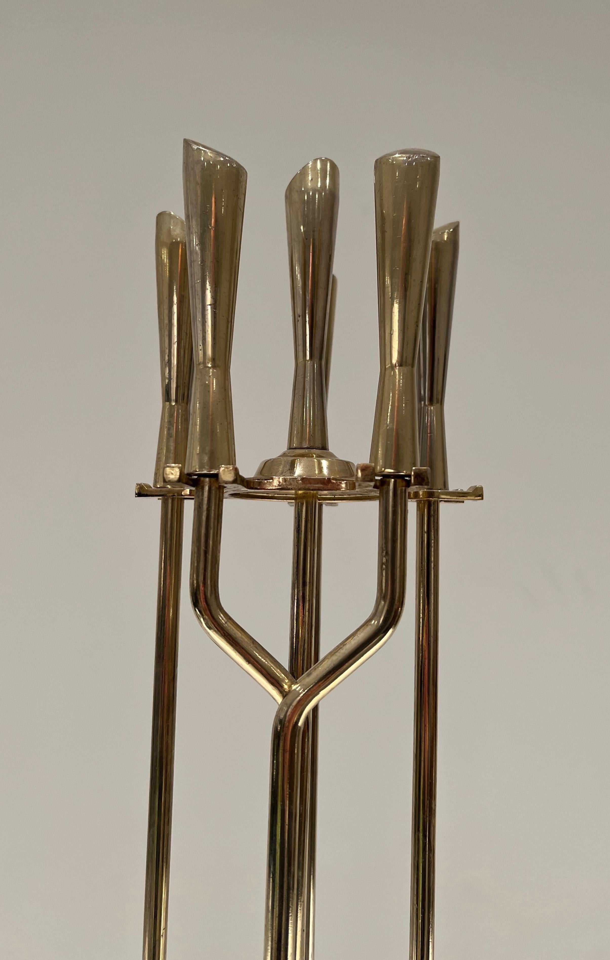 Modernist Brass Fireplace Tools For Sale 3