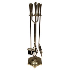 Modernist Brass Fireplace Tools
