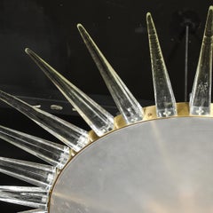 Lustre moderne en forme d'épi en verre de Murano soufflé à la main et serti de laiton
