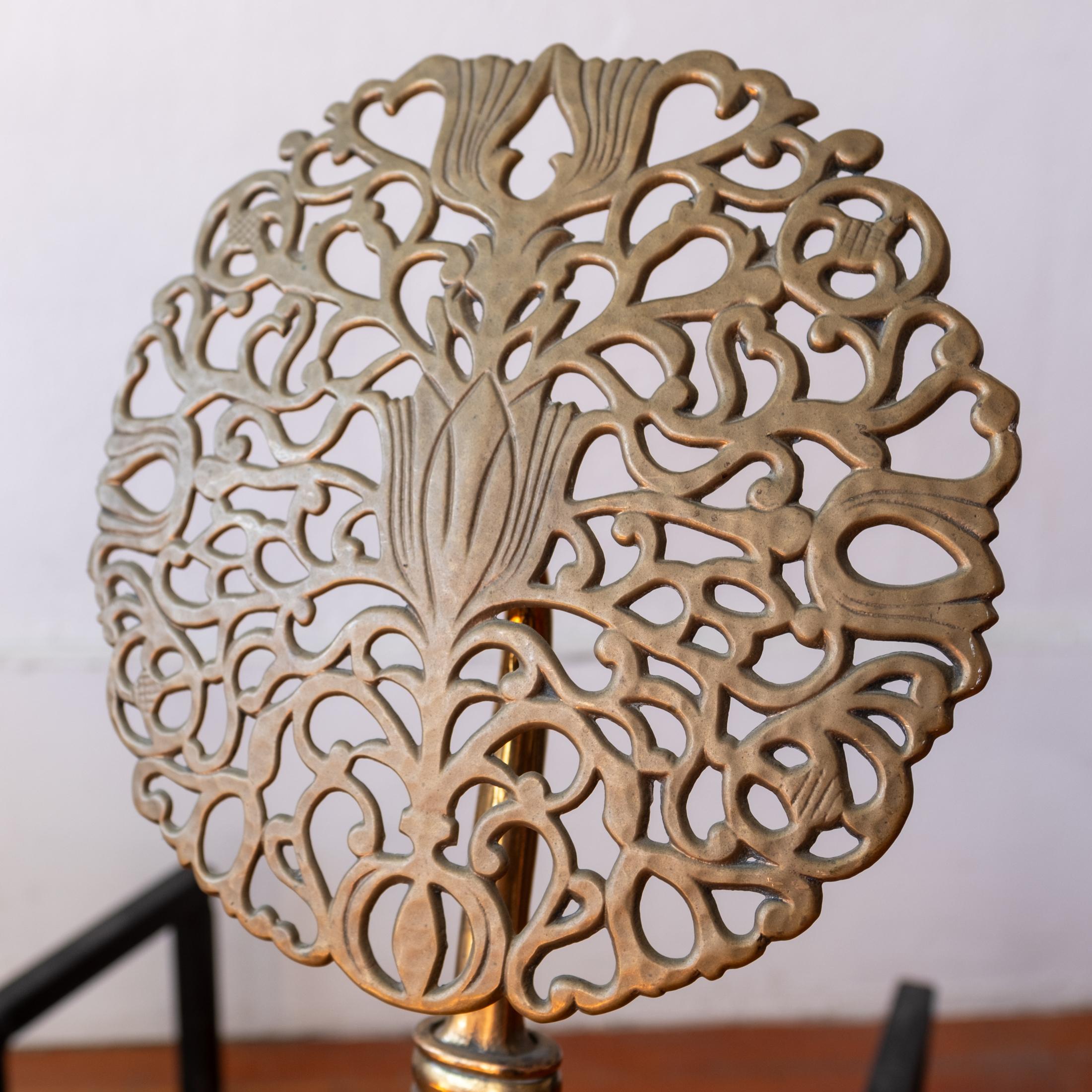 Unknown Modernist Brass Flower Andirons