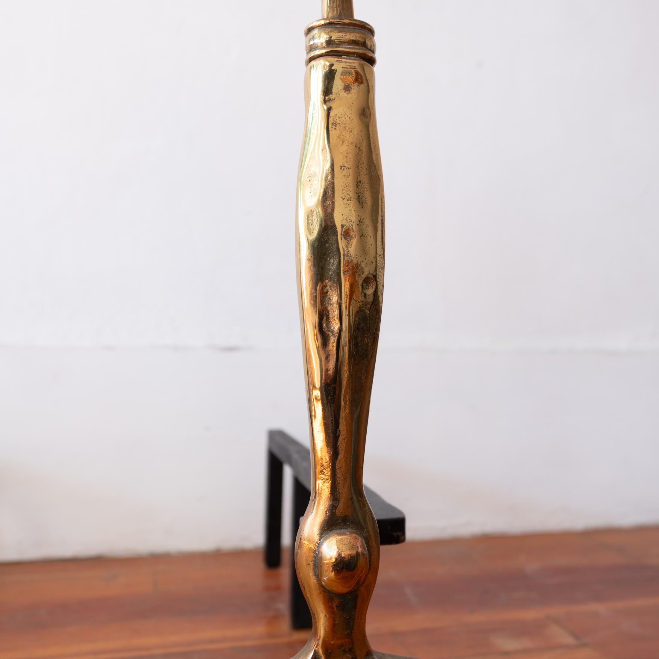 Mid-20th Century Modernist Brass Flower Andirons