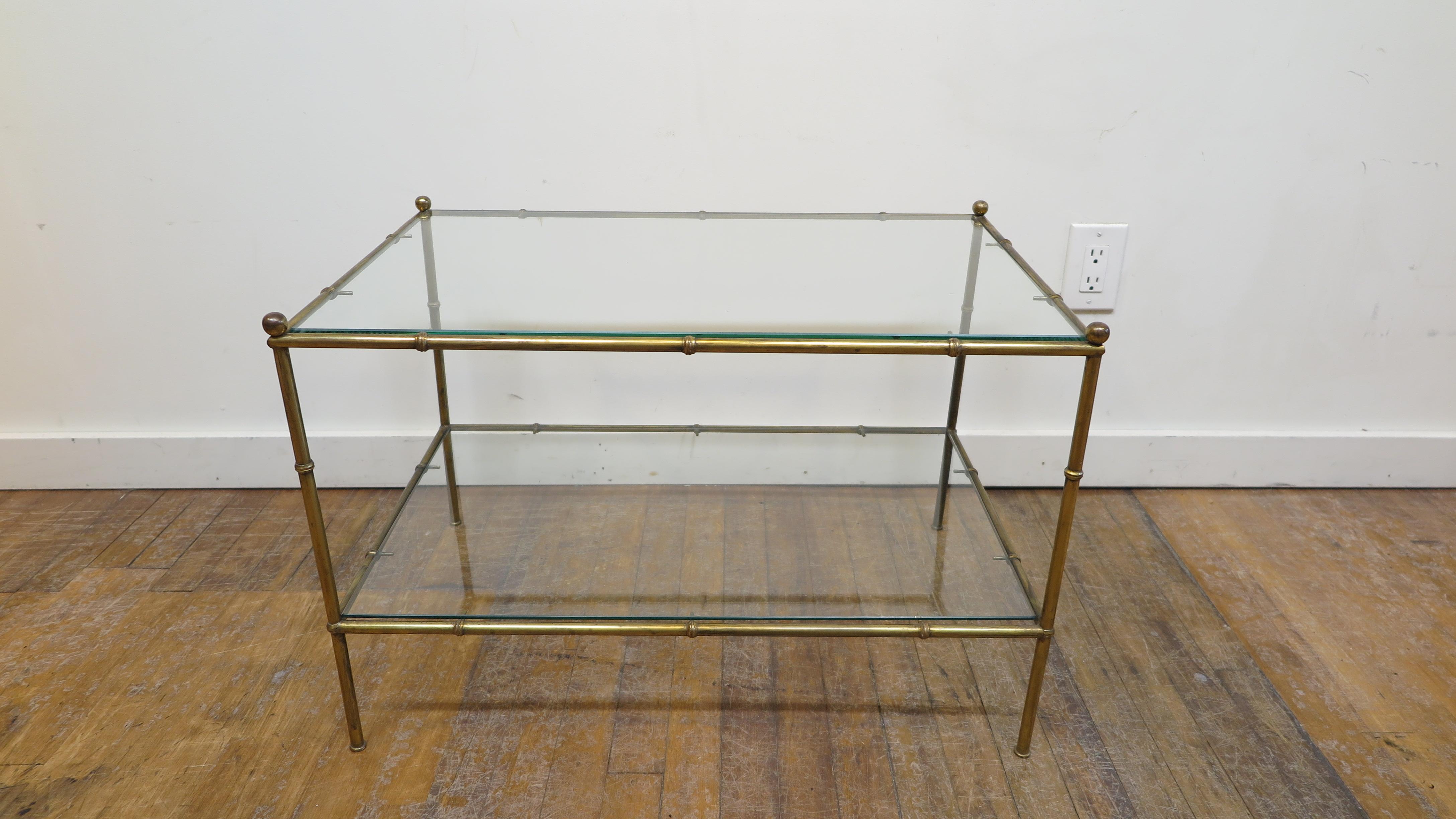 Mid-Century Modern Modernist Brass and Glass Cocktail Table Set For Sale