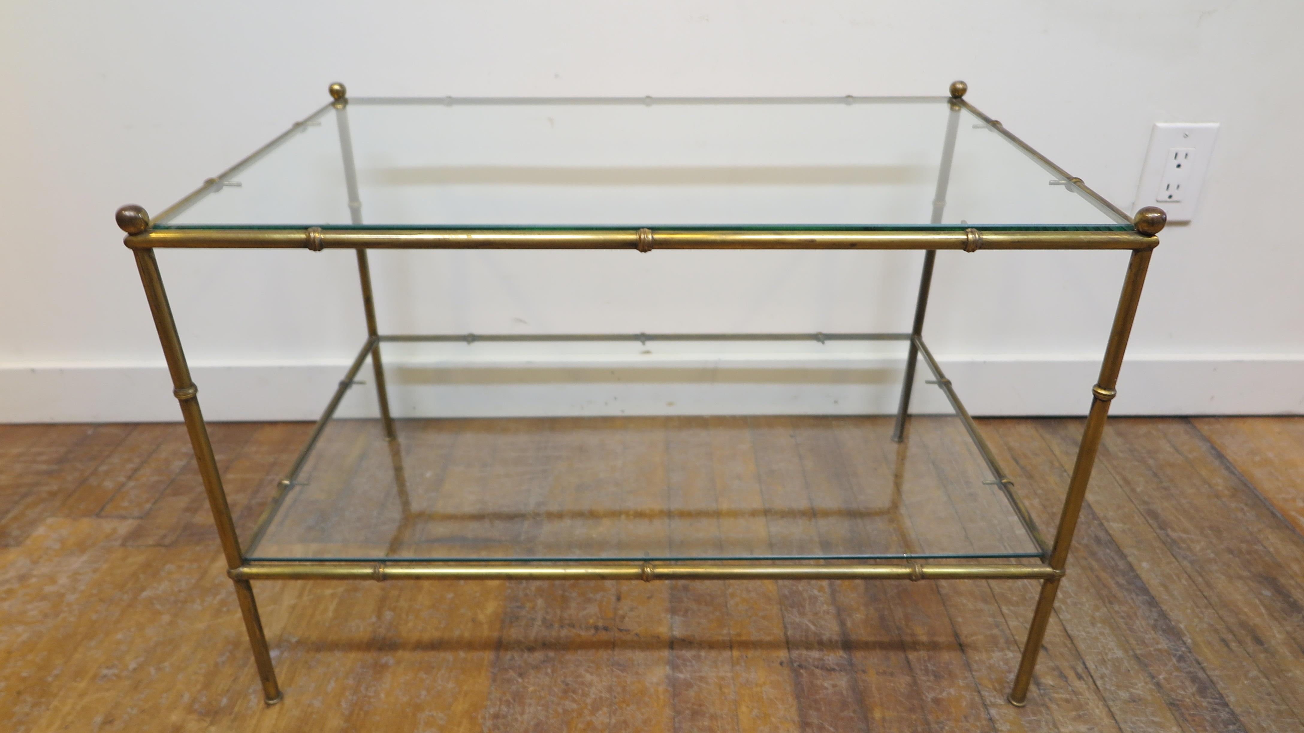 Modernist Brass and Glass Cocktail Table Set For Sale 3