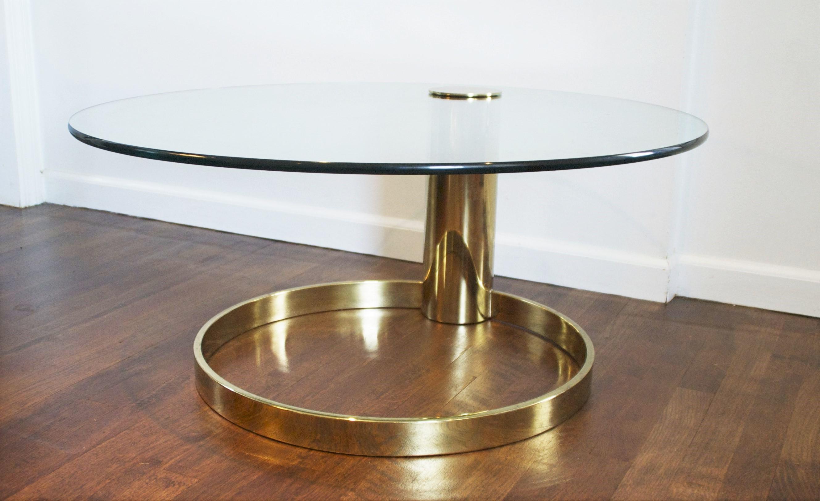 Mid-Century Modern Modernist Brass and Glass Coffee Table by John Mascheroni