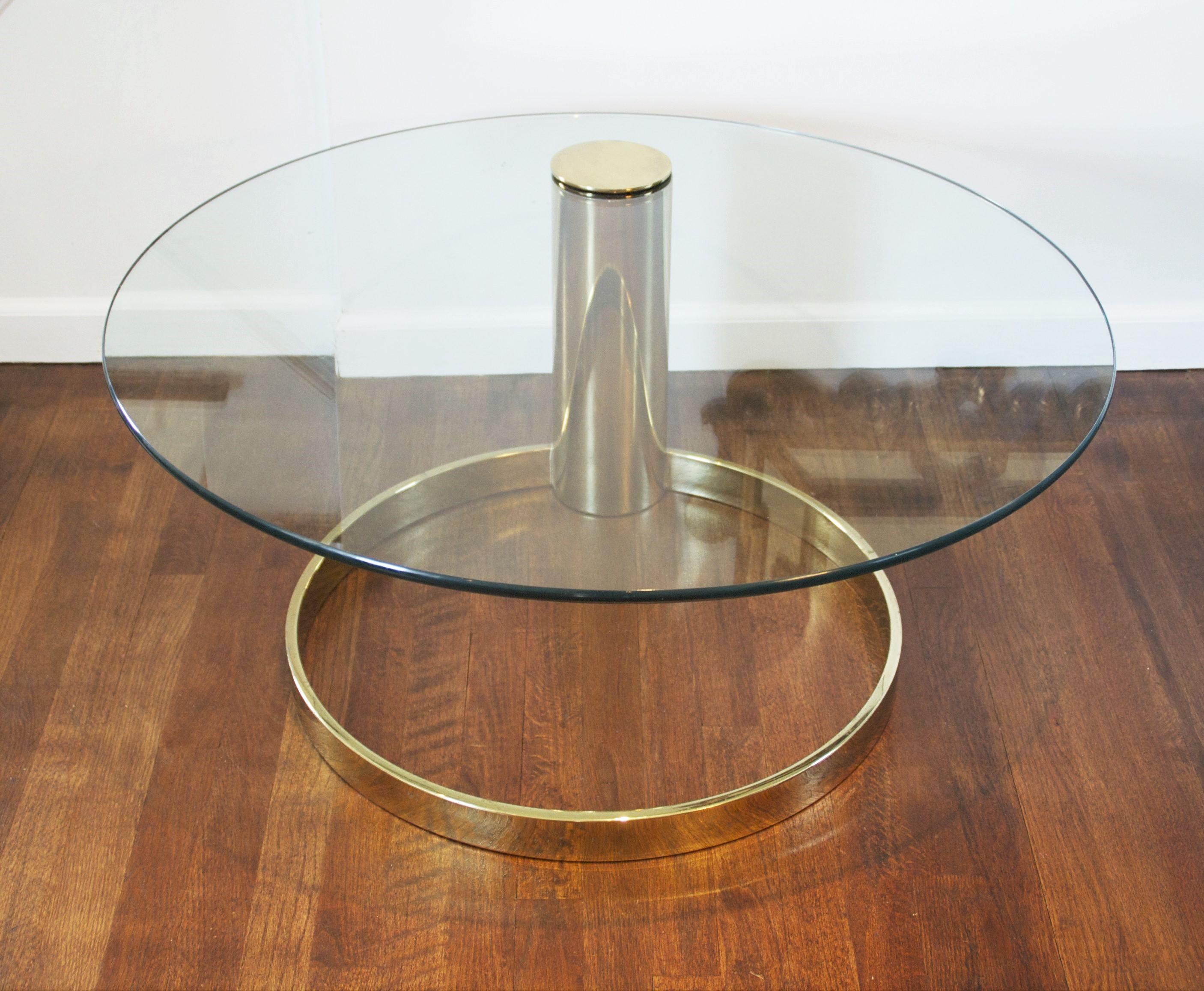 American Modernist Brass and Glass Coffee Table by John Mascheroni