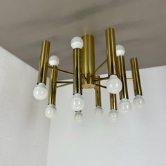 Modernist brass Huge Stilnovo Sciolari Style Ceiling Light, Italy, 1970s