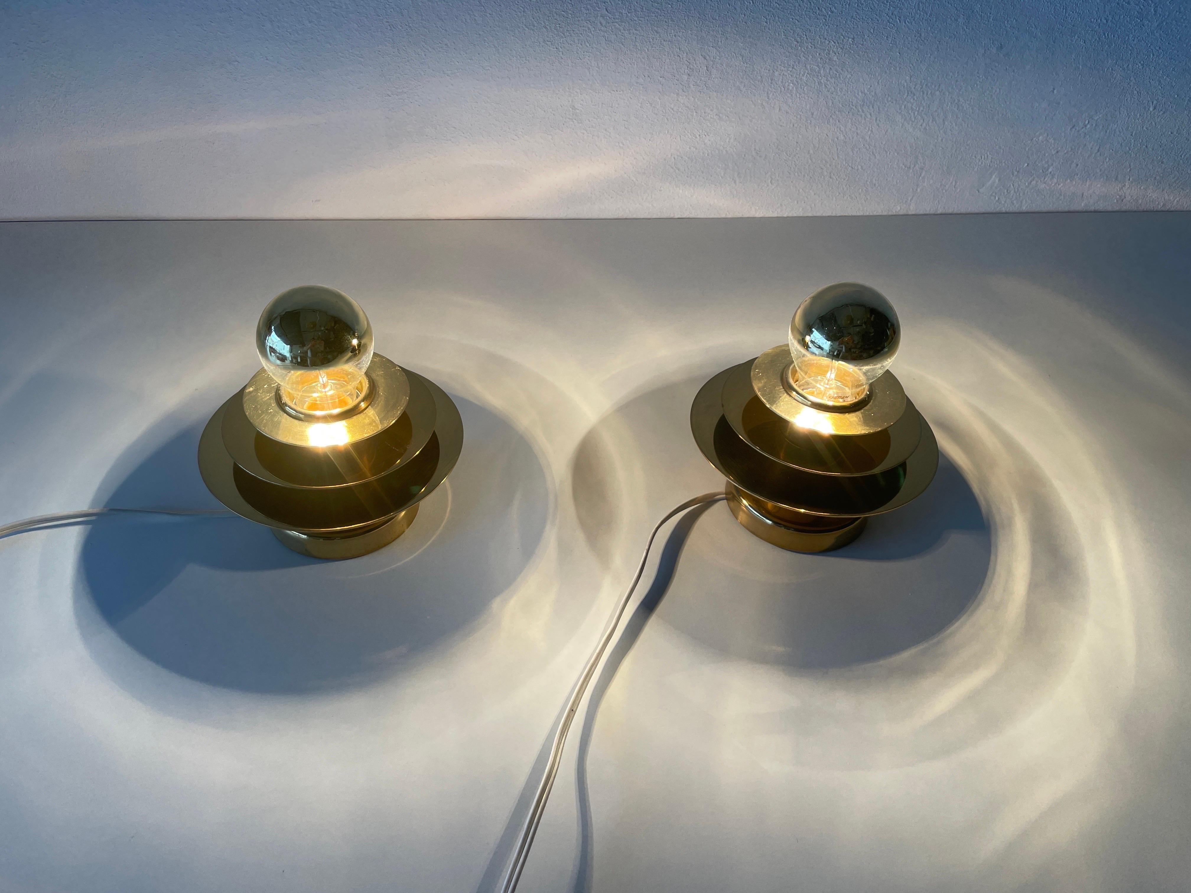 Modernist Brass Pair of Sconces or Ceiling Lamp by Schröder & Co, 1960s, Germany For Sale 3